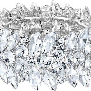 Women's Crystal Stretch Bracelet Art Deco Hand Chain Wedding Jewelry